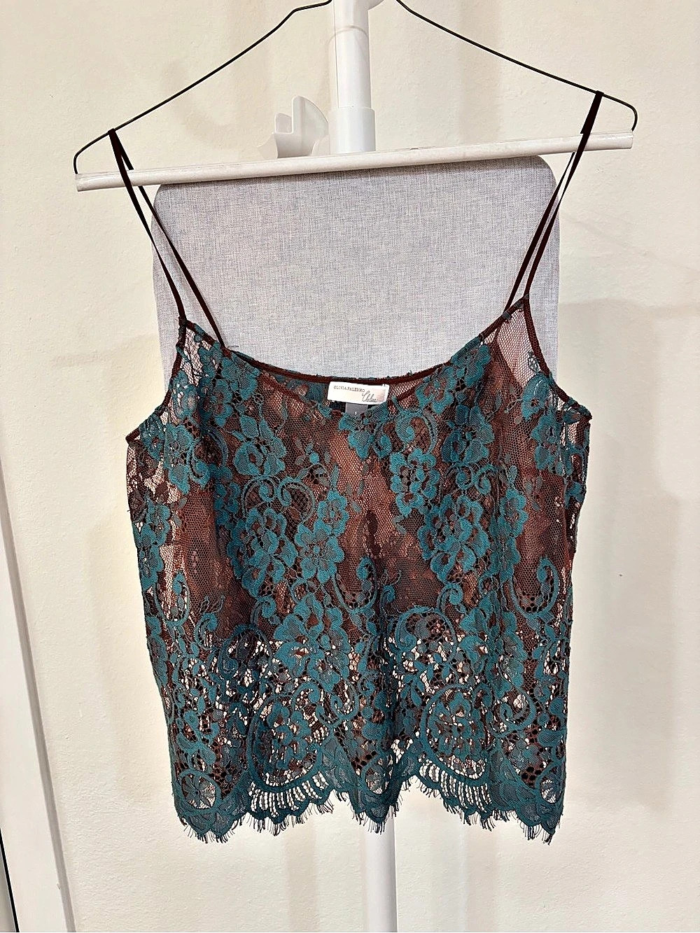 Olivia Palermo Lace Camisole in Blue & Brown Size Small Like New